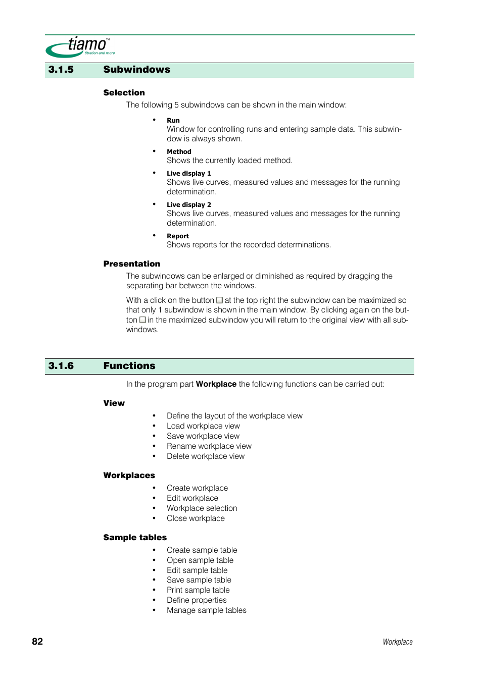 5 subwindows, 6 functions | Metrohm tiamo 1.0 Manual User Manual | Page 106 / 714