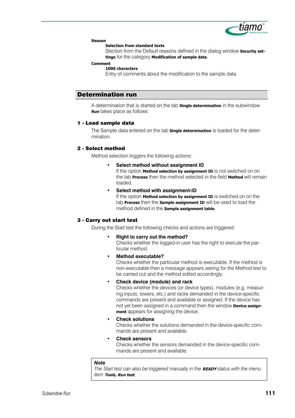 Determination run | Metrohm tiamo 1.0 Manual User Manual | Page 135 / 714