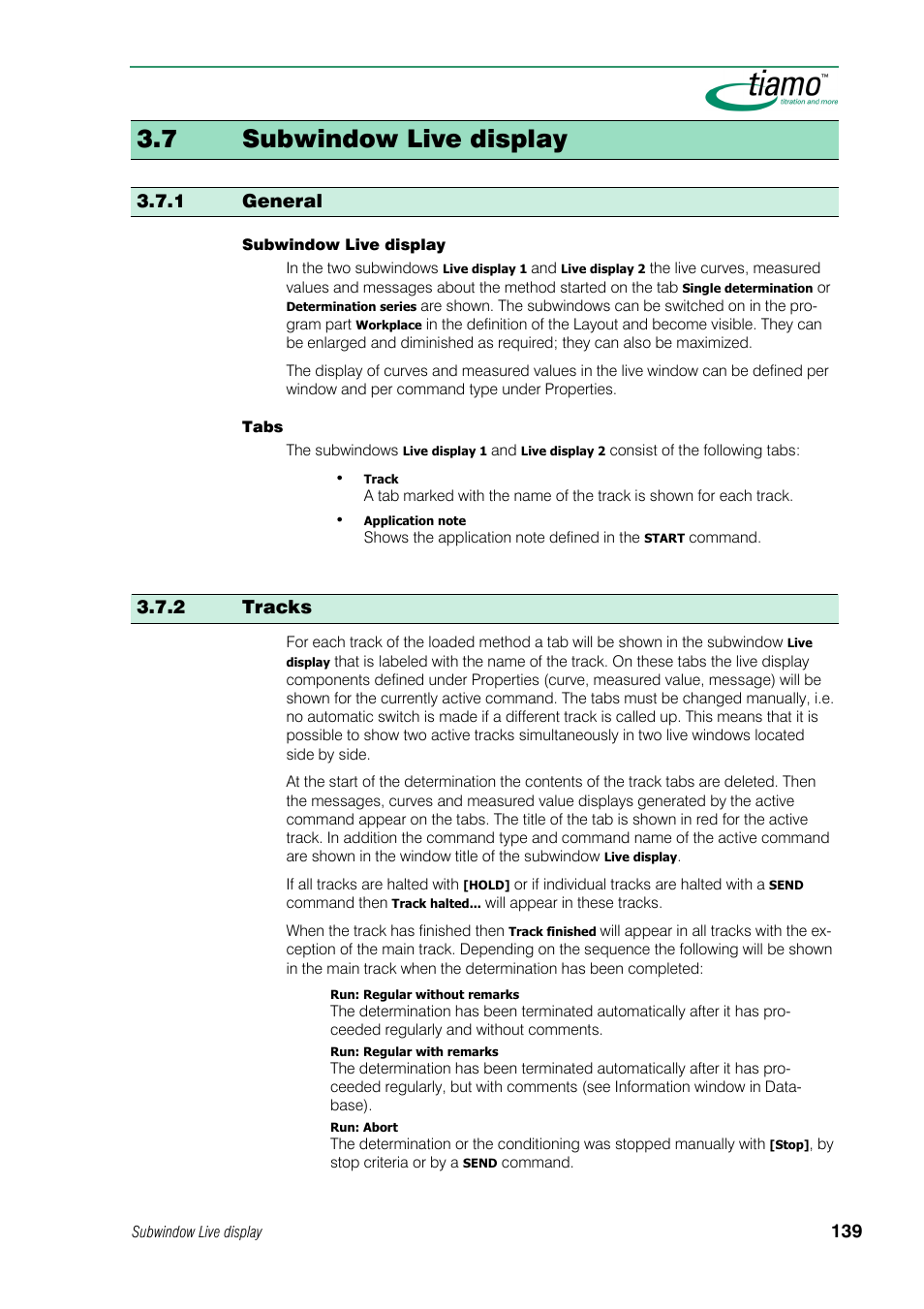 7 subwindow live display, 1 general, 2 tracks | Metrohm tiamo 1.0 Manual User Manual | Page 163 / 714