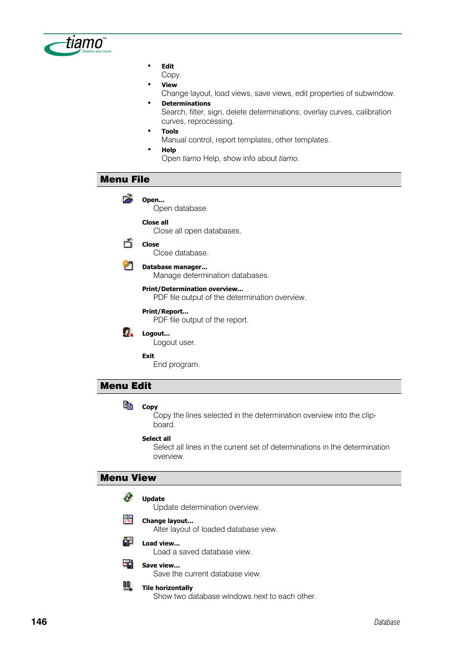 Menu file, Menu edit, Menu view | Metrohm tiamo 1.0 Manual User Manual | Page 170 / 714