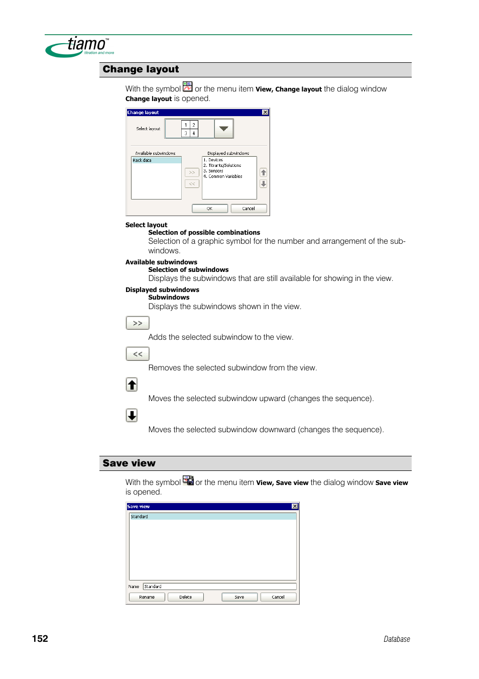 Change layout, Save view | Metrohm tiamo 1.0 Manual User Manual | Page 176 / 714