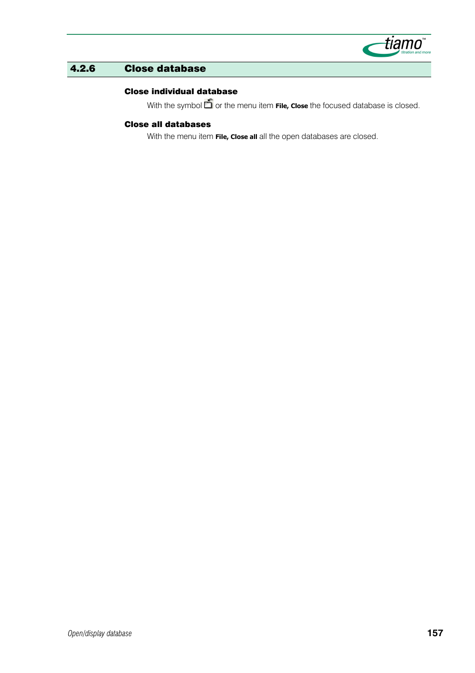 6 close database | Metrohm tiamo 1.0 Manual User Manual | Page 181 / 714