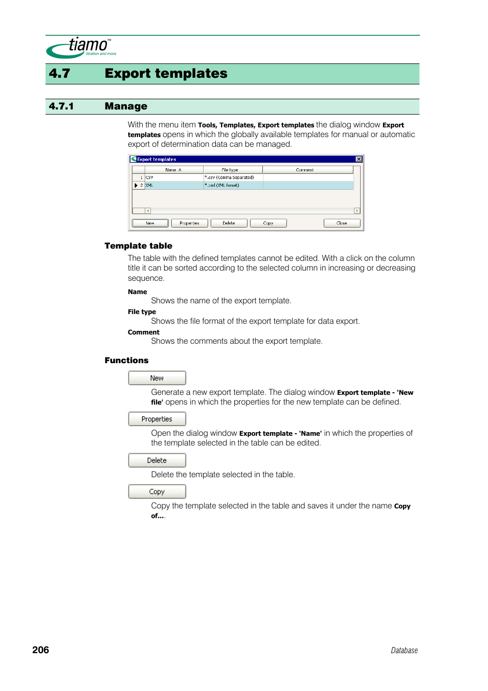 7 export templates, 1 manage | Metrohm tiamo 1.0 Manual User Manual | Page 230 / 714