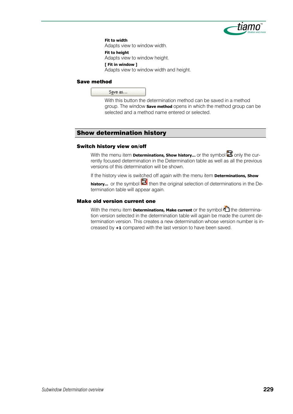 Show determination history | Metrohm tiamo 1.0 Manual User Manual | Page 253 / 714
