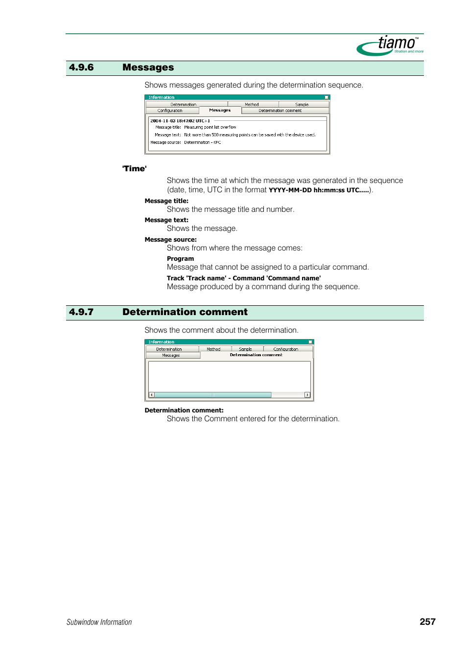 6 messages, 7 determination comment | Metrohm tiamo 1.0 Manual User Manual | Page 281 / 714
