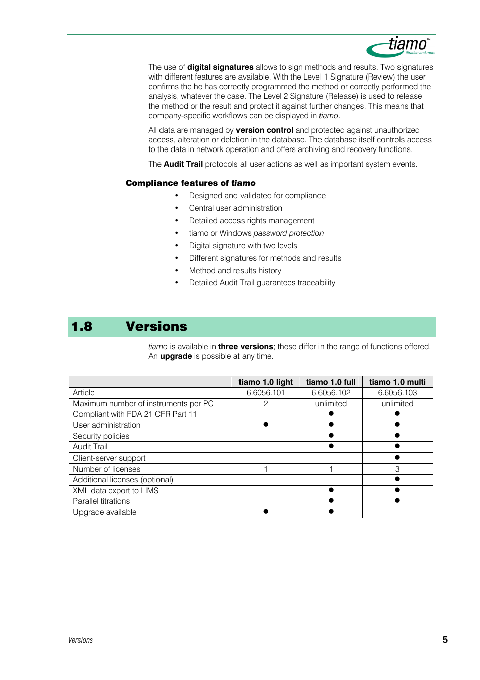 8 versions | Metrohm tiamo 1.0 Manual User Manual | Page 29 / 714