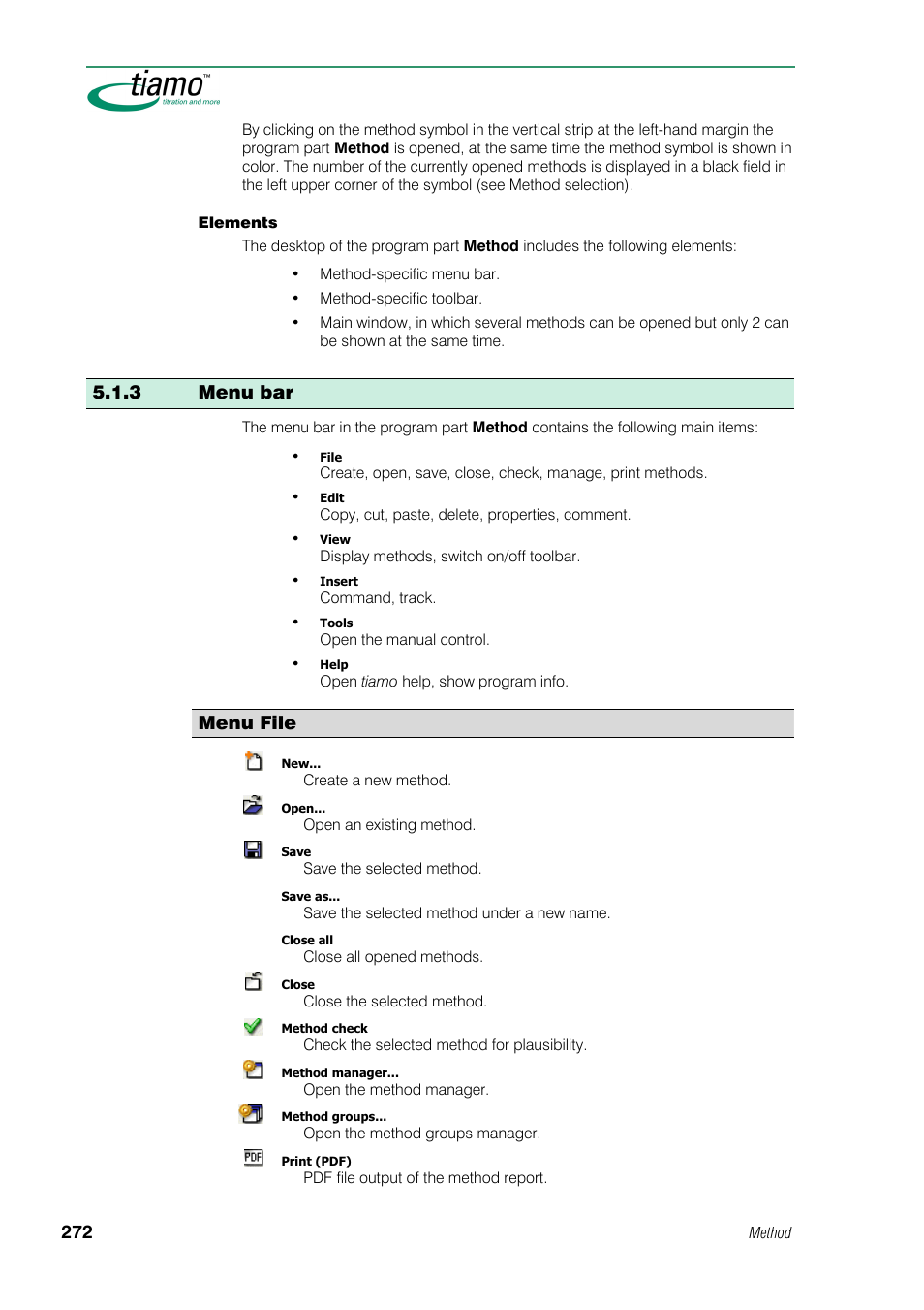 3 menu bar, Menu file | Metrohm tiamo 1.0 Manual User Manual | Page 296 / 714