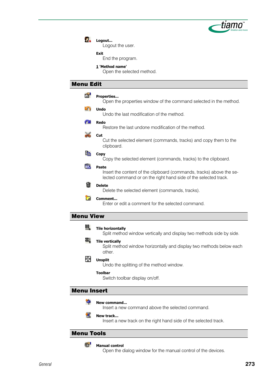 Menu edit, Menu view, Menu insert | Menu tools | Metrohm tiamo 1.0 Manual User Manual | Page 297 / 714