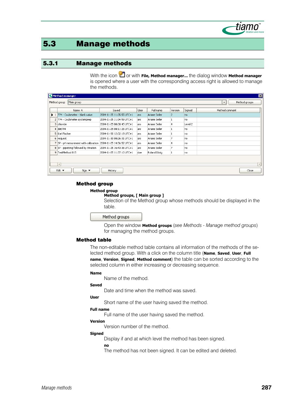 3 manage methods, 1 manage methods | Metrohm tiamo 1.0 Manual User Manual | Page 311 / 714