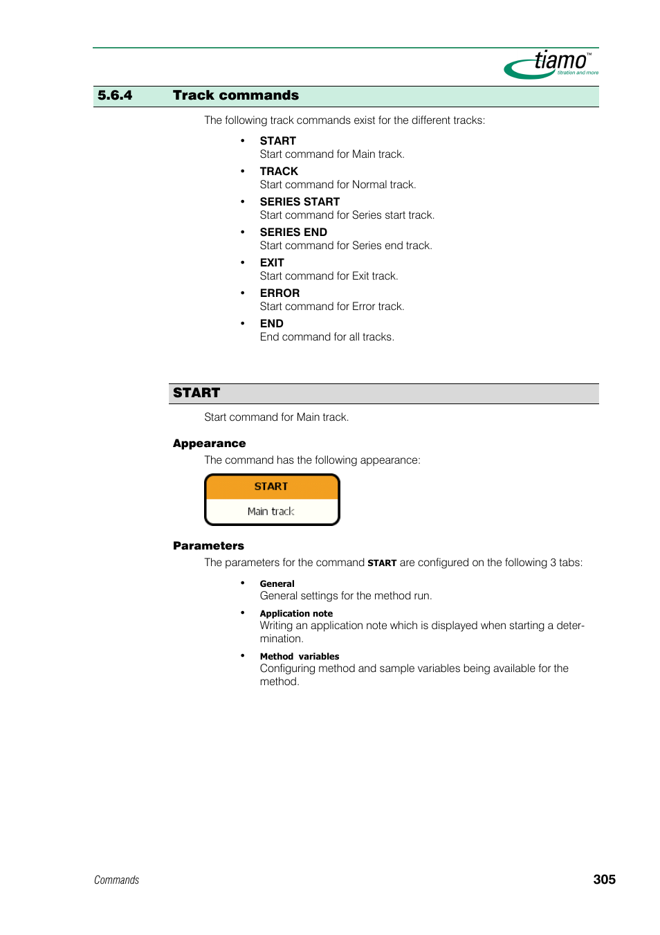 4 track commands, Start | Metrohm tiamo 1.0 Manual User Manual | Page 329 / 714