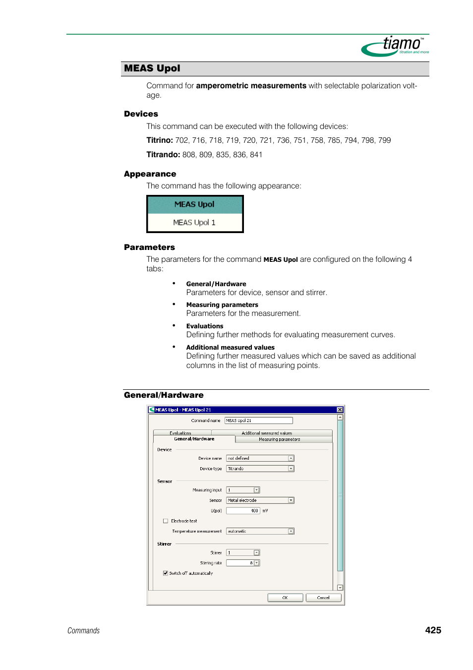 Meas upol | Metrohm tiamo 1.0 Manual User Manual | Page 449 / 714