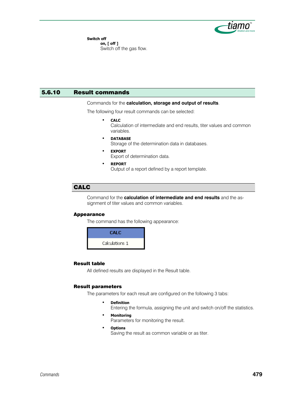 10 result commands, Calc | Metrohm tiamo 1.0 Manual User Manual | Page 503 / 714