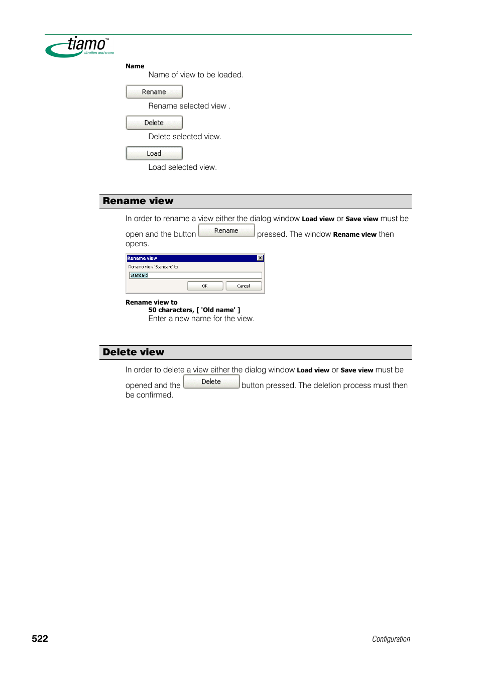 Rename view, Delete view | Metrohm tiamo 1.0 Manual User Manual | Page 546 / 714