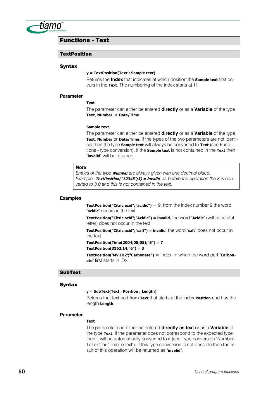 Functions - text | Metrohm tiamo 1.0 Manual User Manual | Page 74 / 714