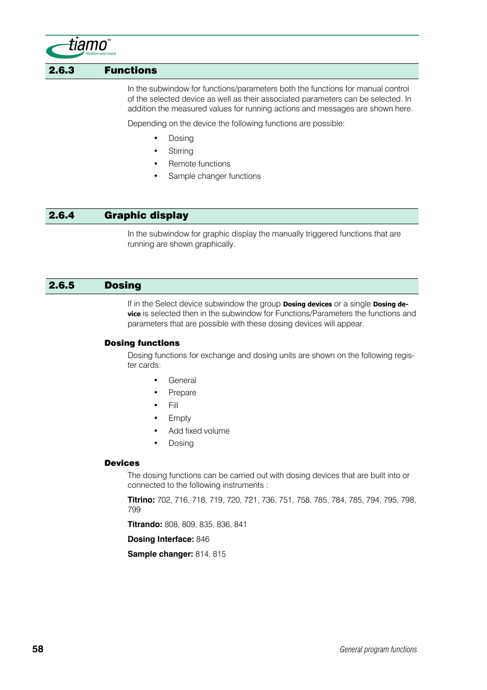 3 functions, 4 graphic display, 5 dosing | Metrohm tiamo 1.0 Manual User Manual | Page 82 / 714