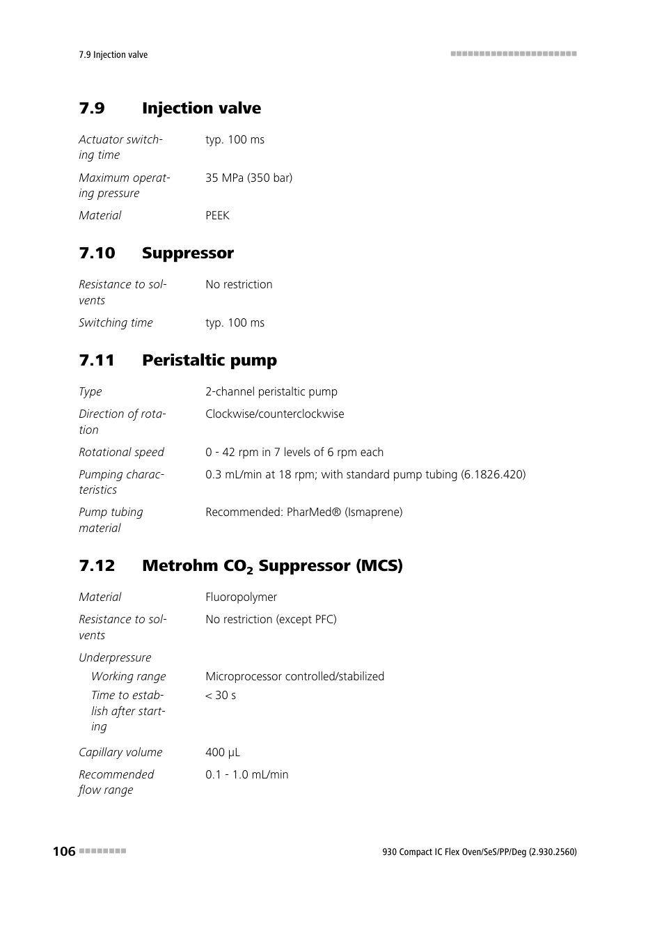 9 injection valve, 10 suppressor, 11 peristaltic pump | 12 metrohm co2 suppressor (mcs), Injection valve, 12 metrohm co, Suppressor (mcs) | Metrohm 930 Compact IC Flex Oven/SeS/PP/Deg User Manual | Page 116 / 124