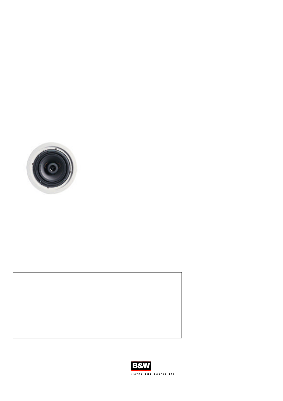 Bowers & Wilkins Powered Ceiling Monitor CASA ACM 60 User Manual | 1 page