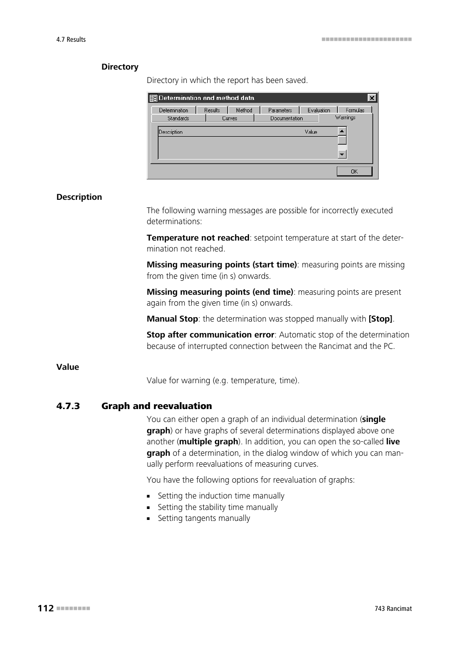 3 graph and reevaluation, Graph and reevaluation | Metrohm 743 Rancimat User Manual | Page 120 / 197