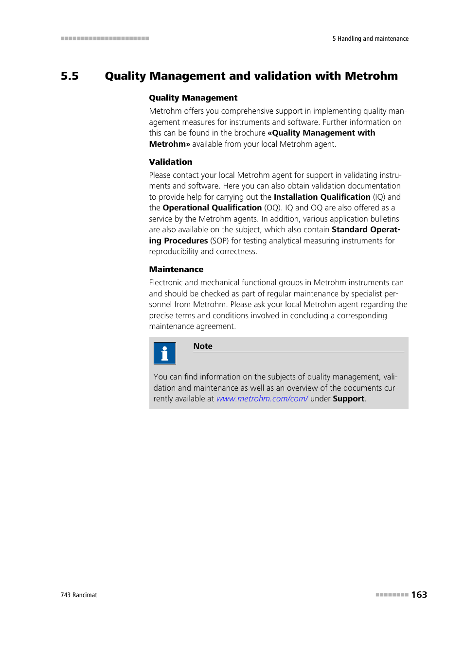 5 quality management and validation with metrohm, Quality management and validation with metrohm | Metrohm 743 Rancimat User Manual | Page 171 / 197