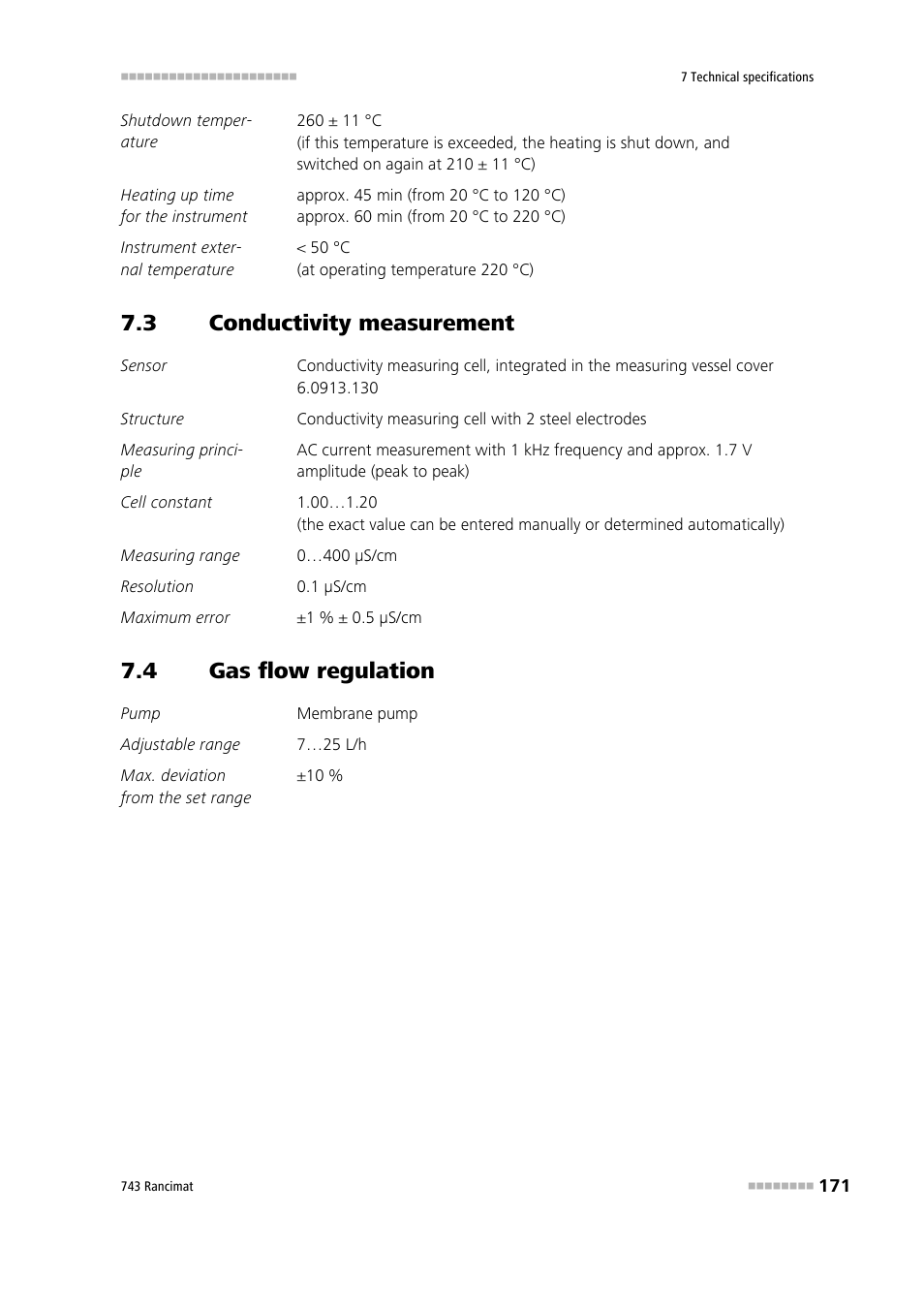 3 conductivity measurement, 4 gas flow regulation, Conductivity measurement | Gas flow regulation | Metrohm 743 Rancimat User Manual | Page 179 / 197