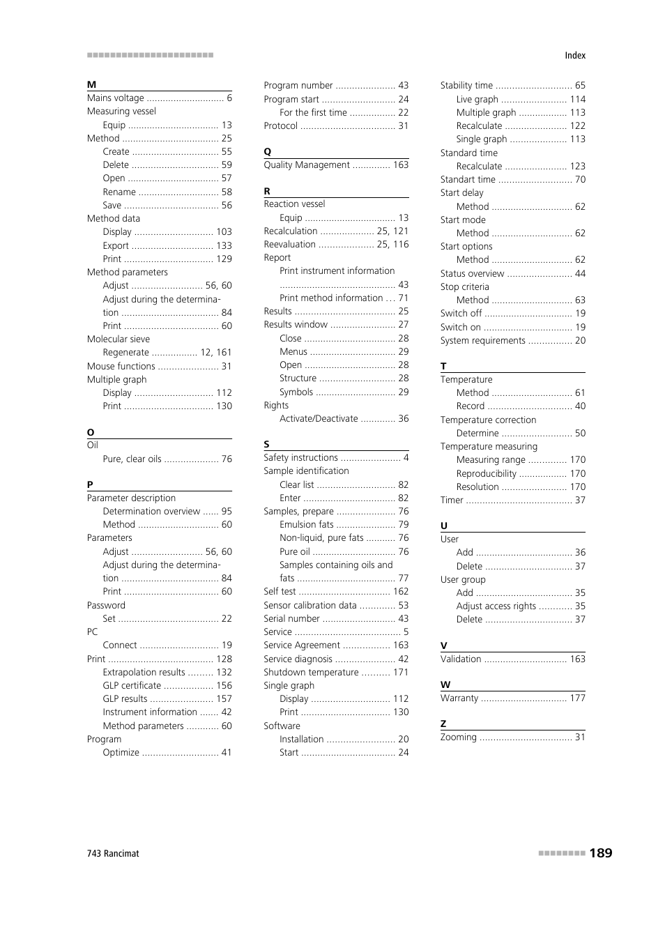 Metrohm 743 Rancimat User Manual | Page 197 / 197