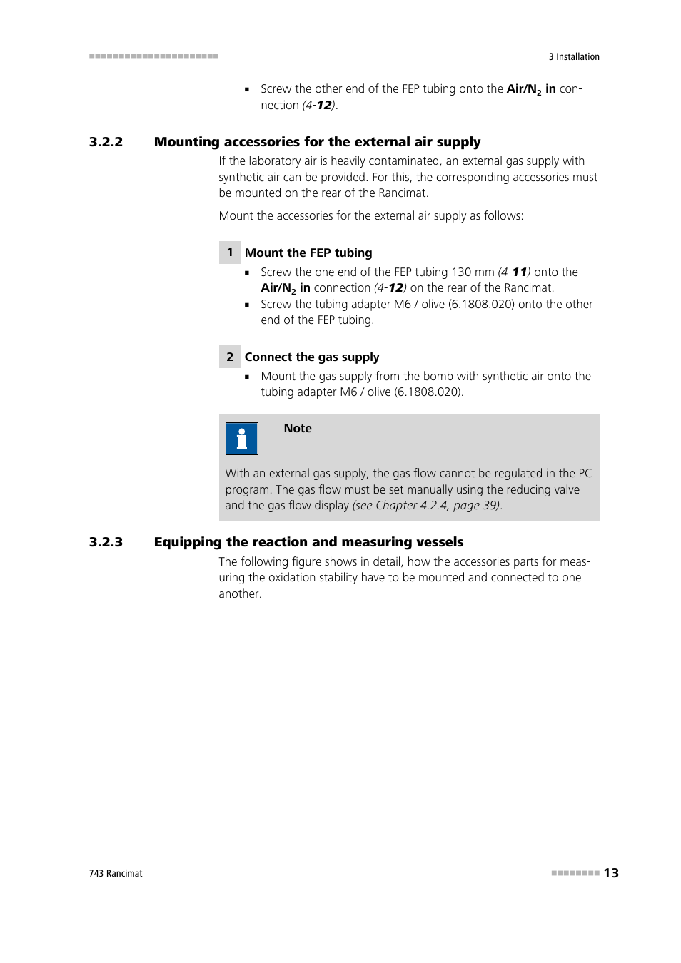 2 mounting accessories for the external air supply, 3 equipping the reaction and measuring vessels, Mounting accessories for the external air supply | Equipping the reaction and measuring vessels | Metrohm 743 Rancimat User Manual | Page 21 / 197