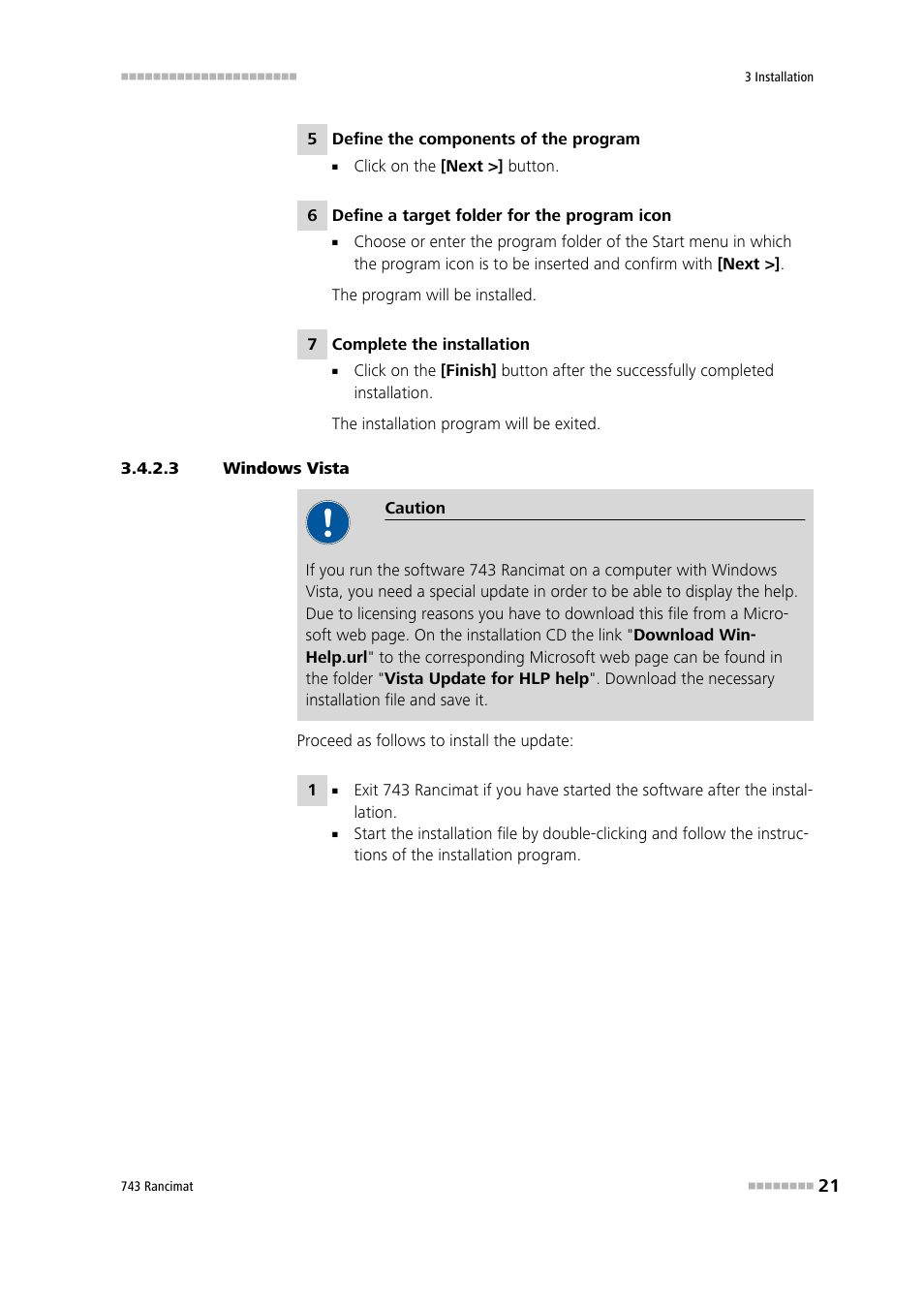 3 windows vista | Metrohm 743 Rancimat User Manual | Page 29 / 197