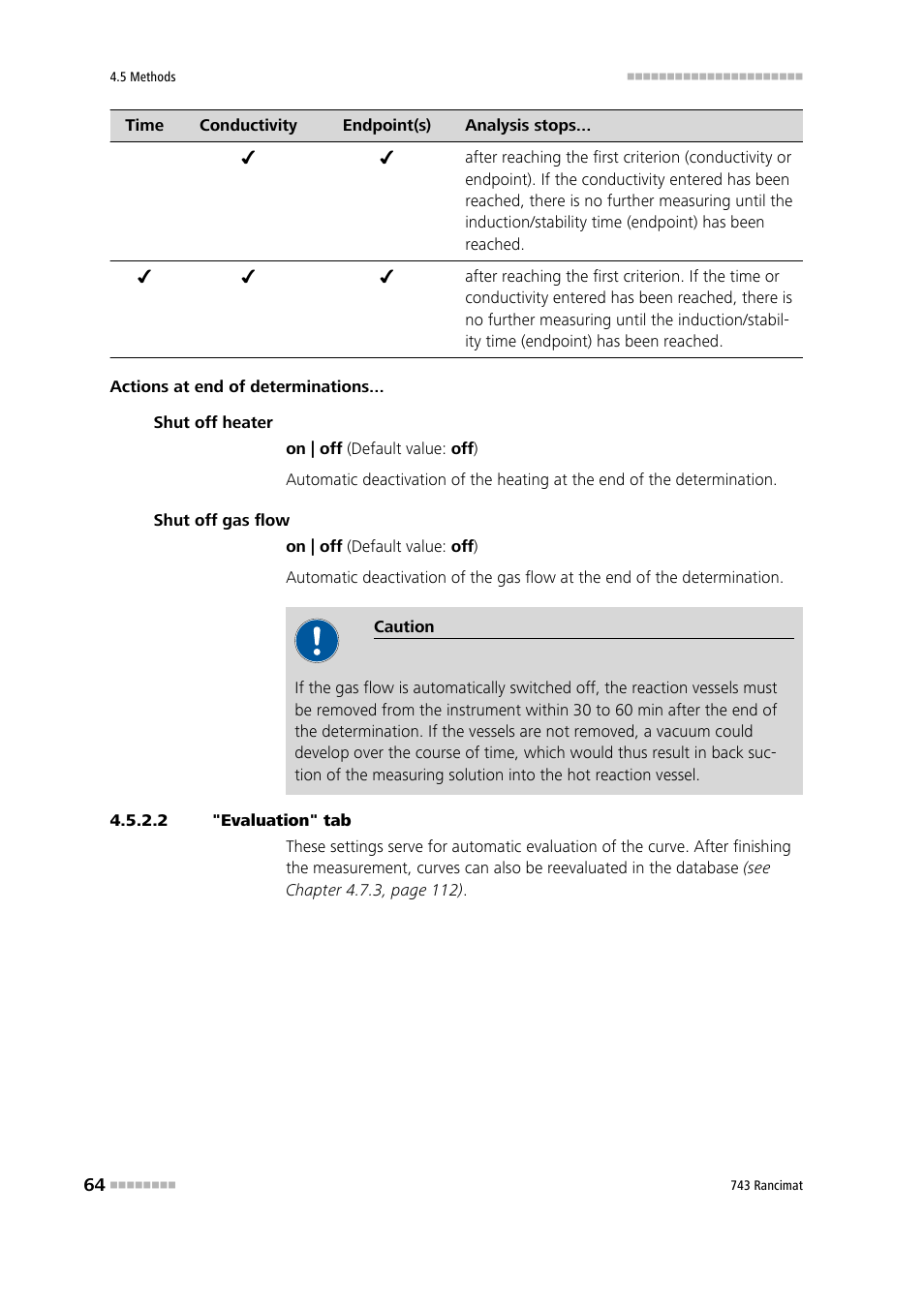 2 "evaluation" tab | Metrohm 743 Rancimat User Manual | Page 72 / 197