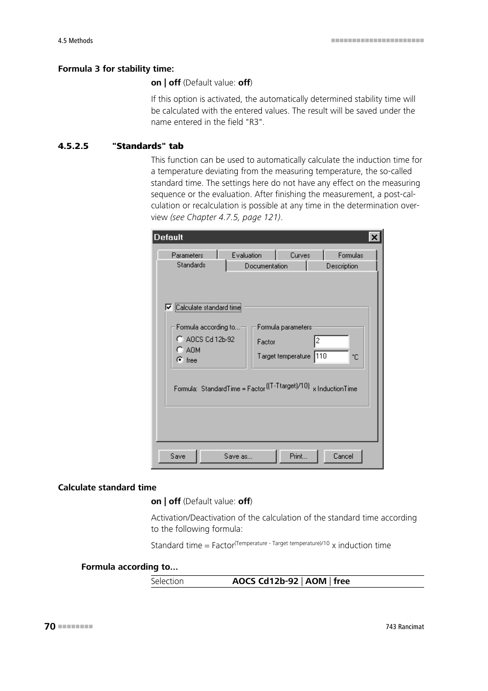 5 "standards" tab | Metrohm 743 Rancimat User Manual | Page 78 / 197