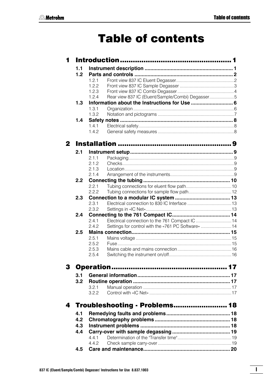 Metrohm 837 IC Degasser User Manual | Page 5 / 37