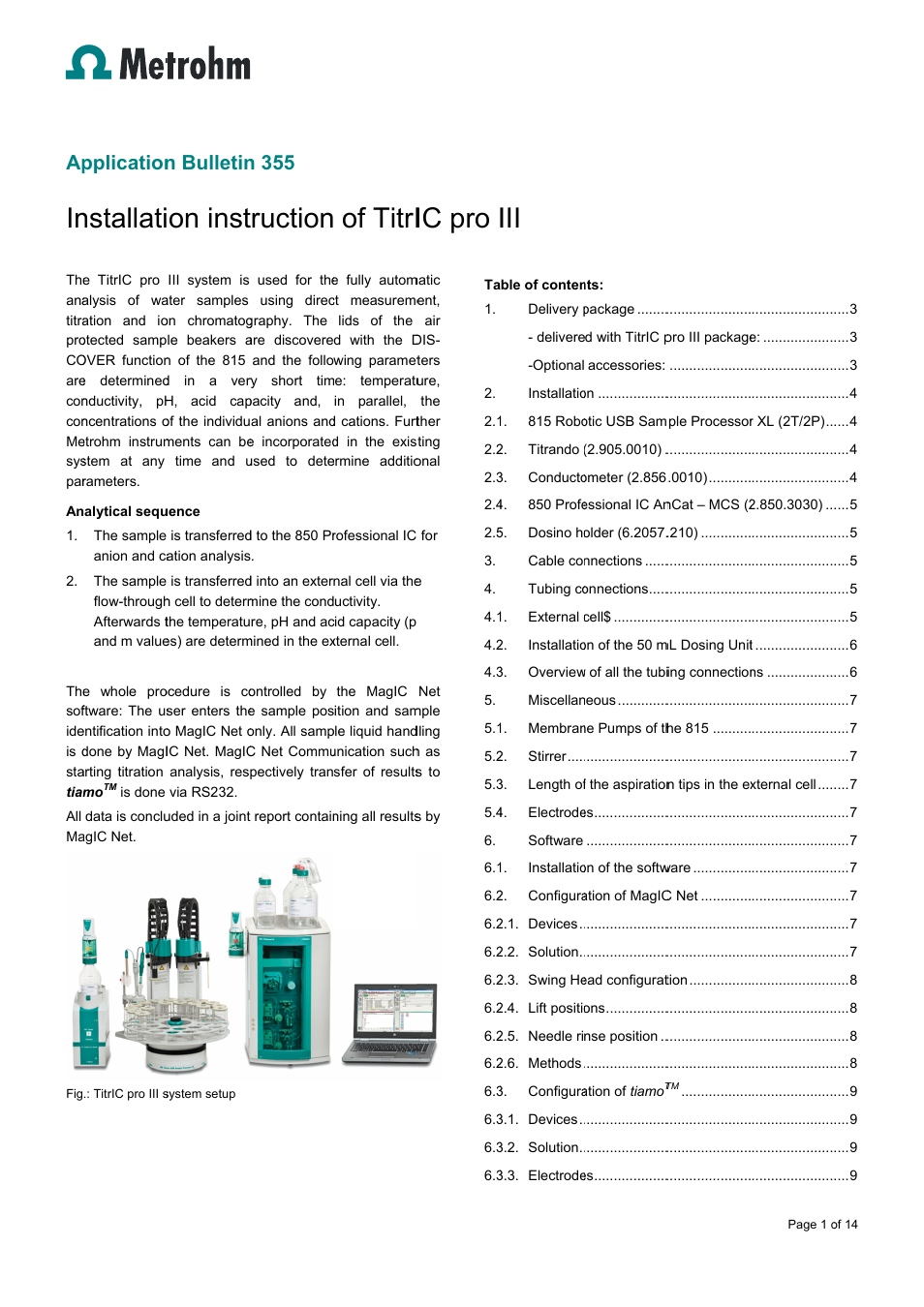 Metrohm TitrIC pro III User Manual | 14 pages