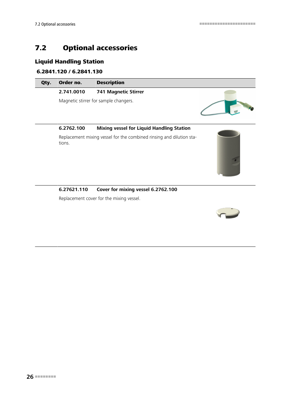 2 optional accessories, 1 liquid handling station, Optional accessories | Liquid handling station | Metrohm Liquid Handling Station User Manual | Page 34 / 35