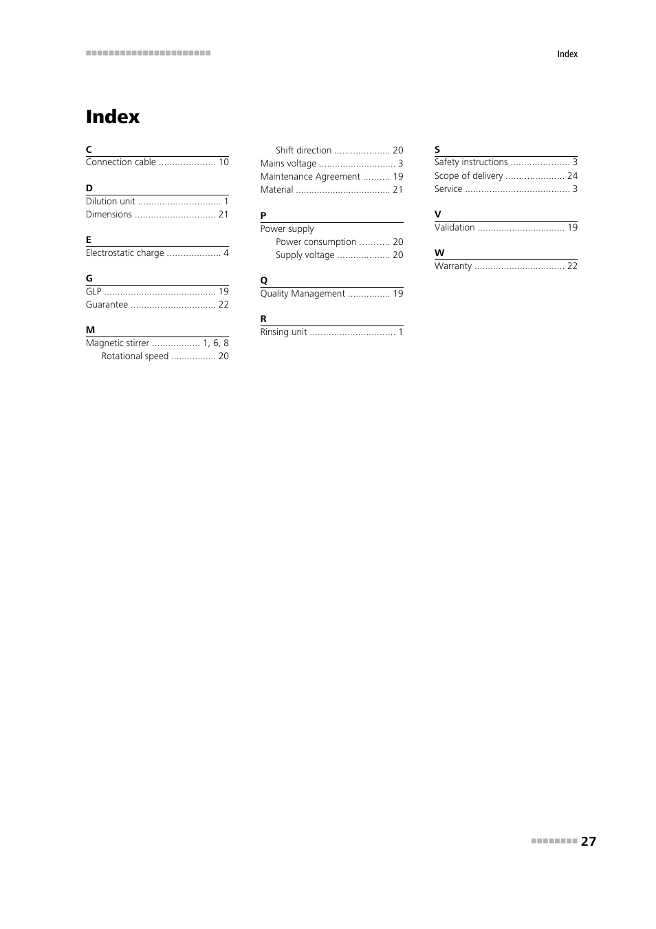 Index | Metrohm Liquid Handling Station User Manual | Page 35 / 35