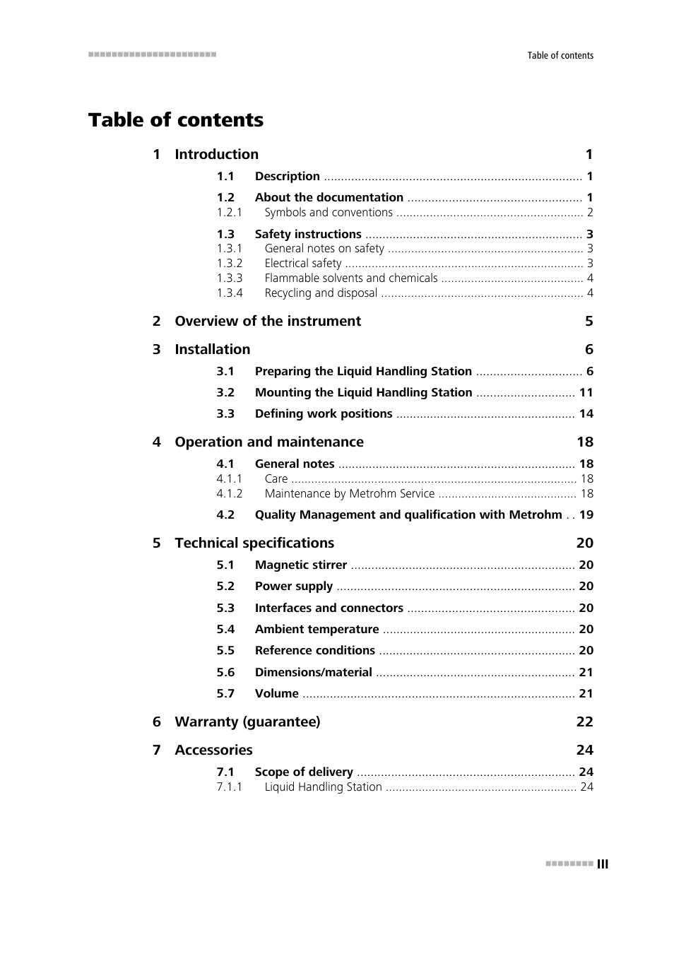 Metrohm Liquid Handling Station User Manual | Page 5 / 35