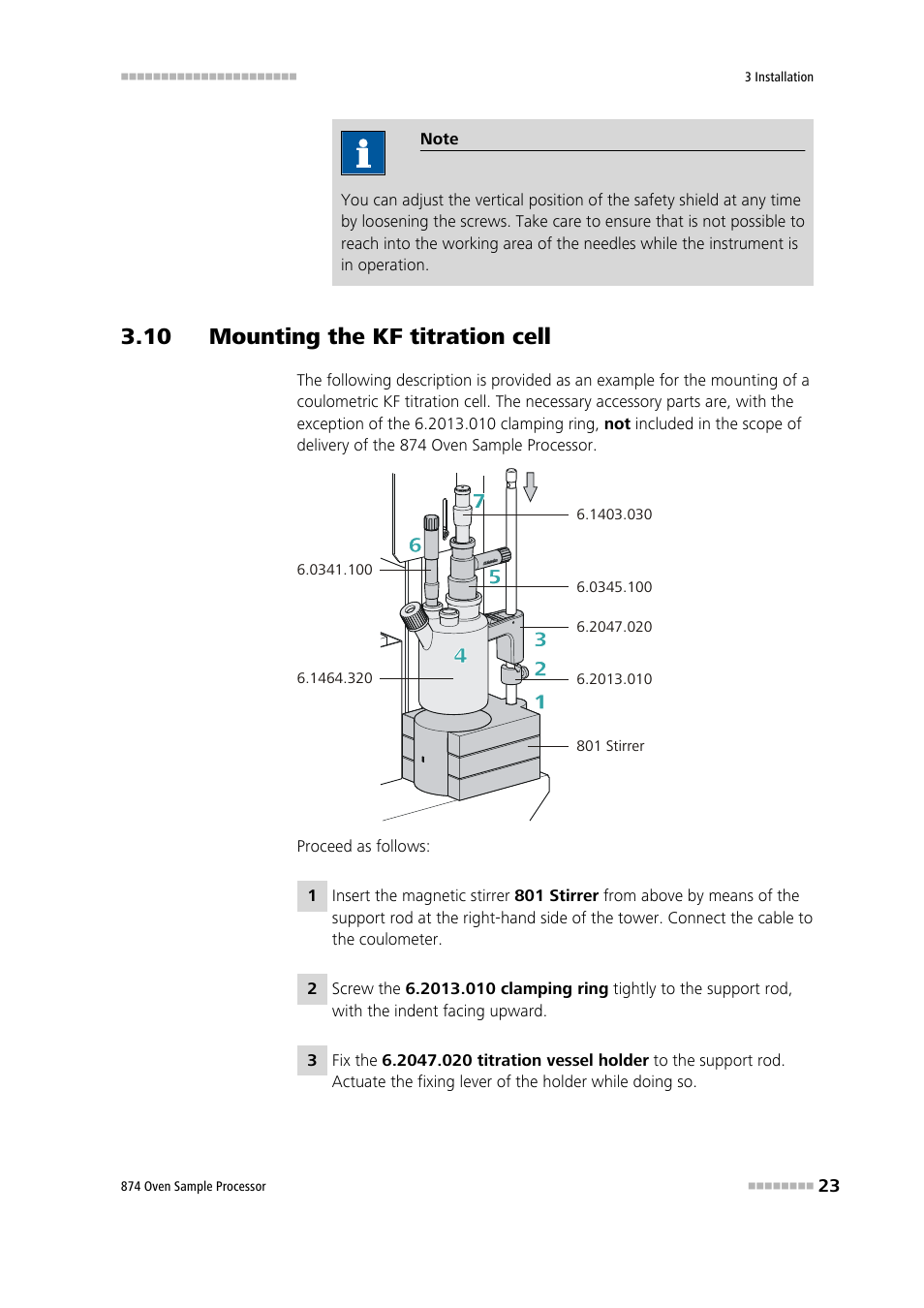 10 mounting the kf titration cell | Metrohm 874 USB Oven Sample Processor User Manual | Page 31 / 79