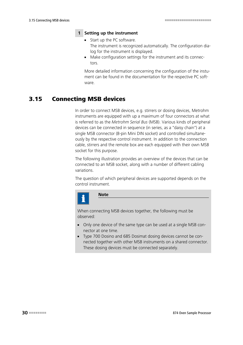 15 connecting msb devices | Metrohm 874 USB Oven Sample Processor User Manual | Page 38 / 79