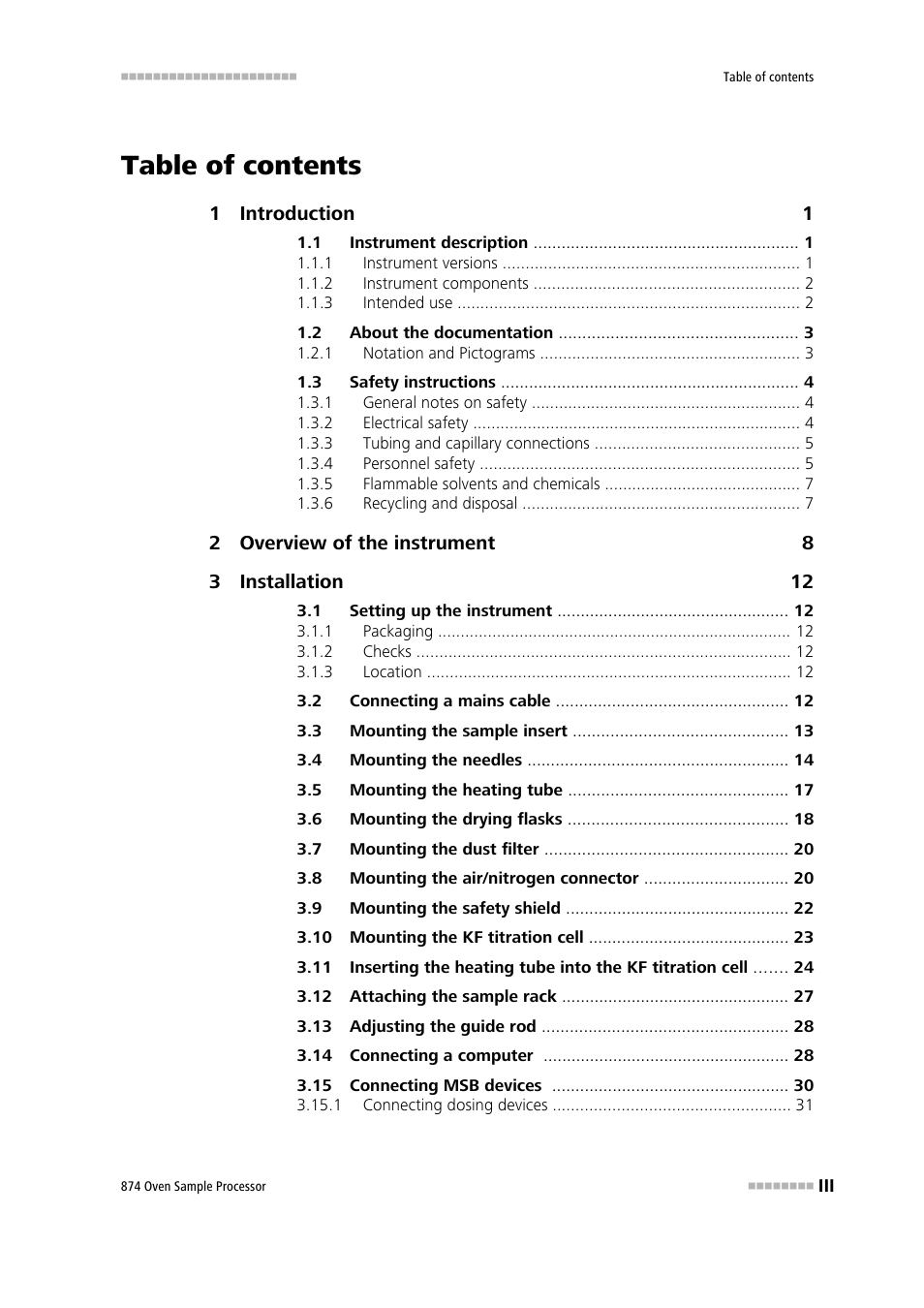 Metrohm 874 USB Oven Sample Processor User Manual | Page 5 / 79