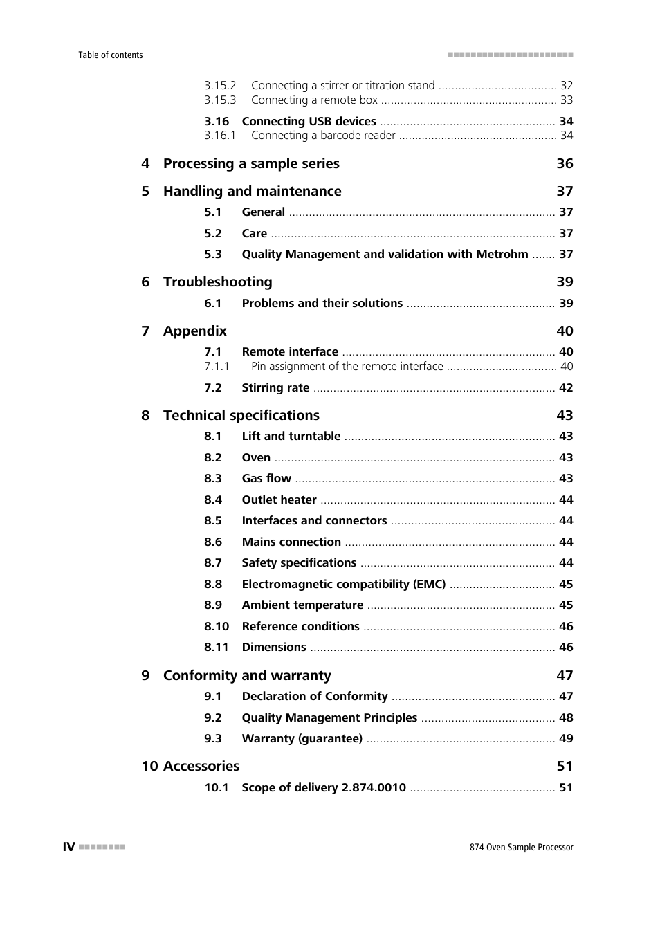 Metrohm 874 USB Oven Sample Processor User Manual | Page 6 / 79