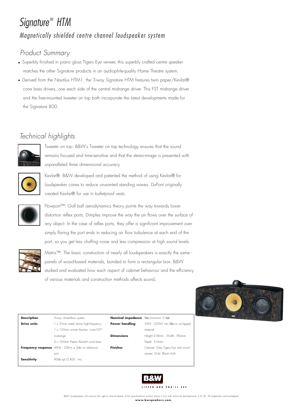 Bowers & Wilkins Signature HTM User Manual | 1 page