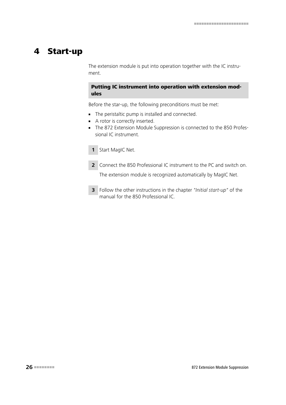 4 start-up | Metrohm 872 Extension Module Suppression User Manual | Page 34 / 60