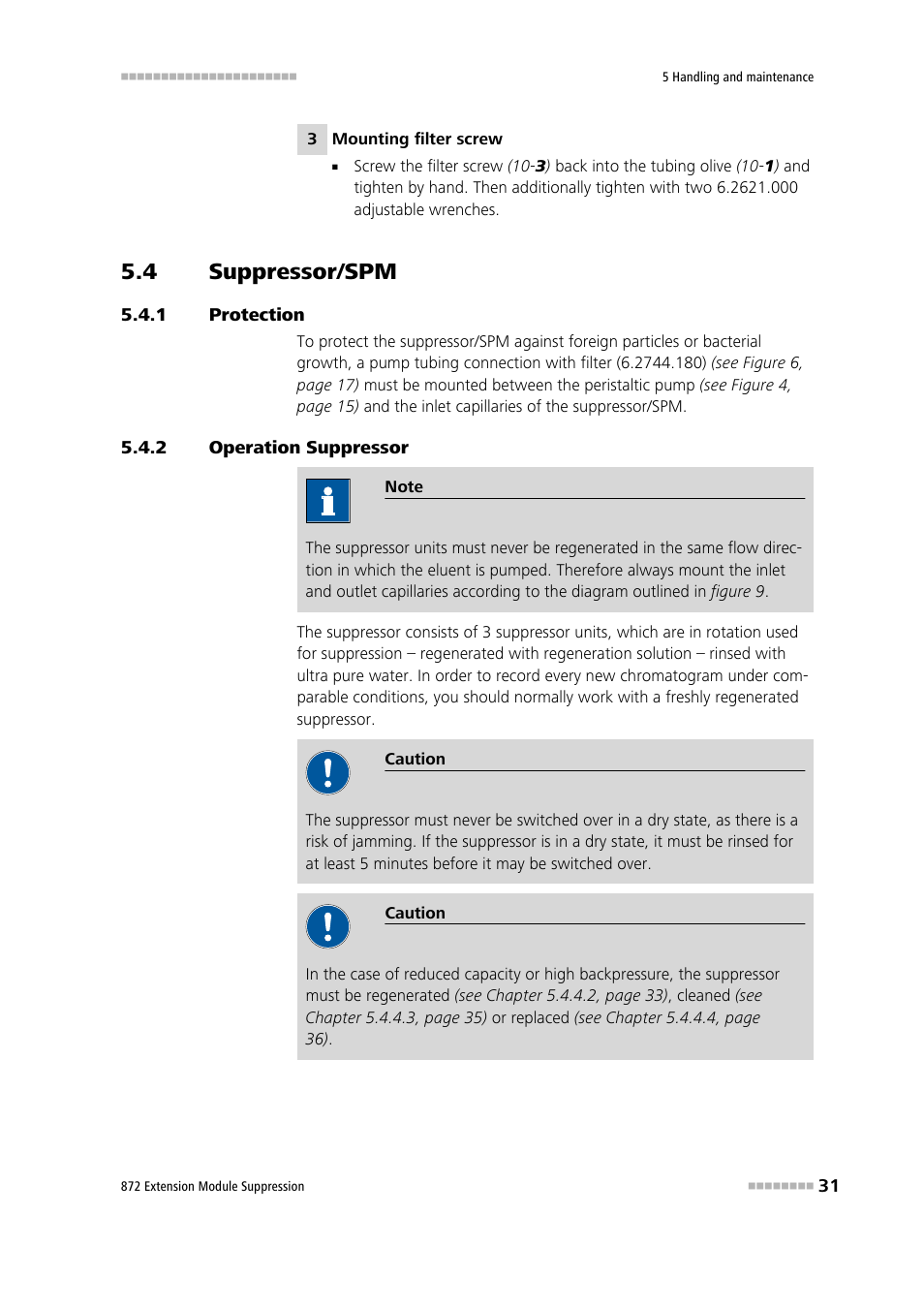 4 suppressor/spm, 1 protection, 2 operation suppressor | Suppressor/spm, Protection, Operation suppressor | Metrohm 872 Extension Module Suppression User Manual | Page 39 / 60