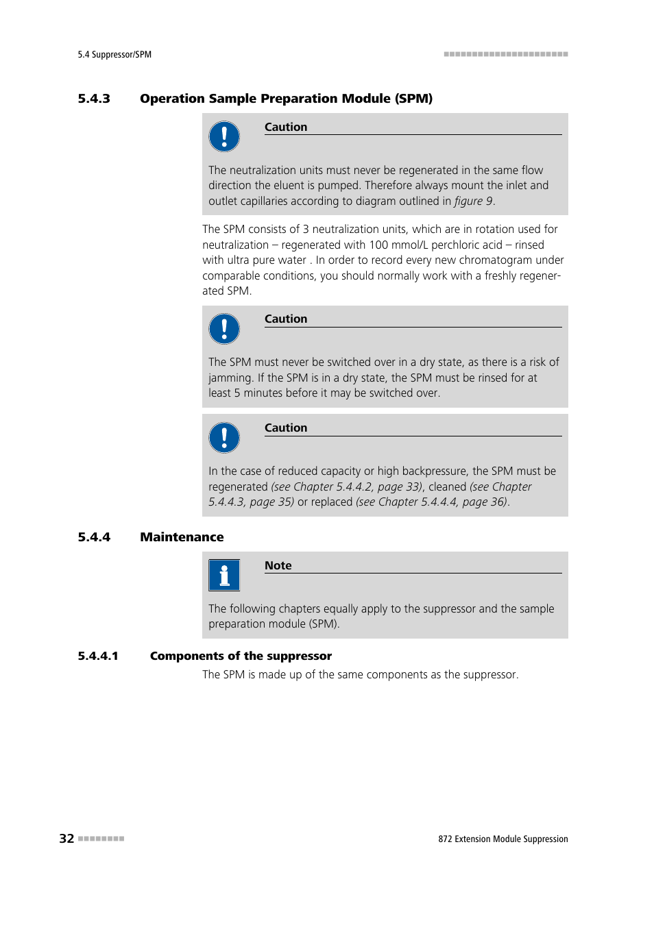 3 operation sample preparation module (spm), 4 maintenance, 1 components of the suppressor | Operation sample preparation module (spm), Maintenance | Metrohm 872 Extension Module Suppression User Manual | Page 40 / 60