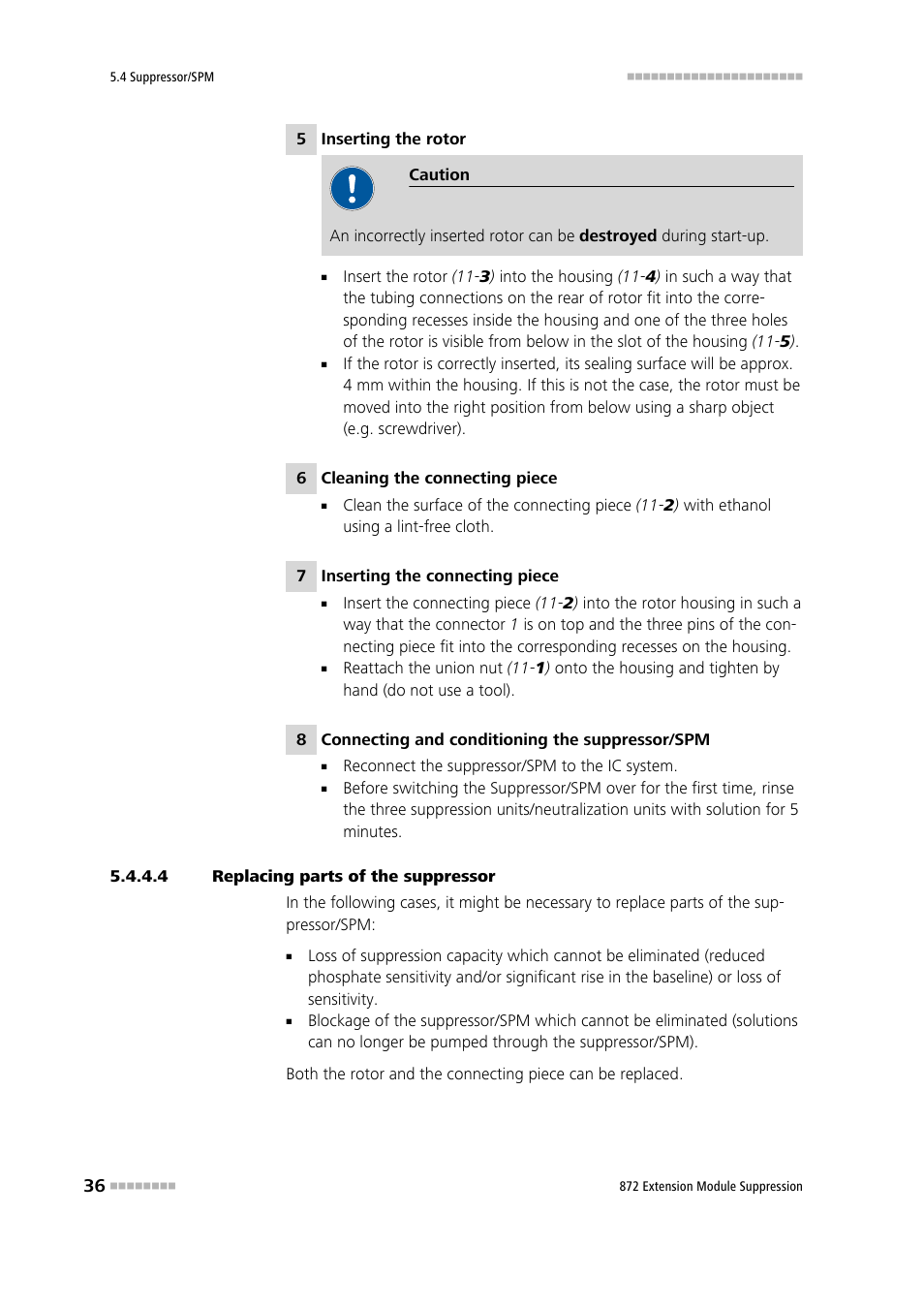 4 replacing parts of the suppressor | Metrohm 872 Extension Module Suppression User Manual | Page 44 / 60