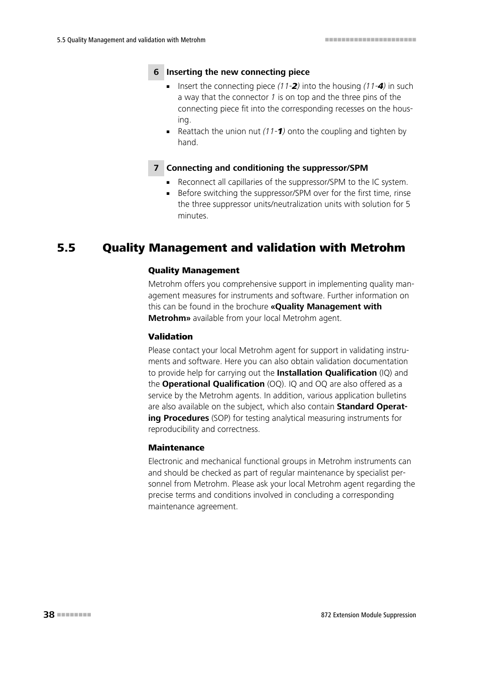 5 quality management and validation with metrohm, Quality management and validation with metrohm | Metrohm 872 Extension Module Suppression User Manual | Page 46 / 60