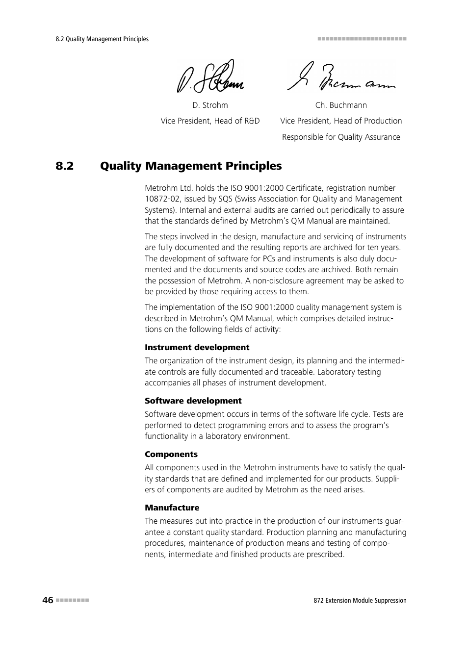 2 quality management principles, Quality management principles | Metrohm 872 Extension Module Suppression User Manual | Page 54 / 60