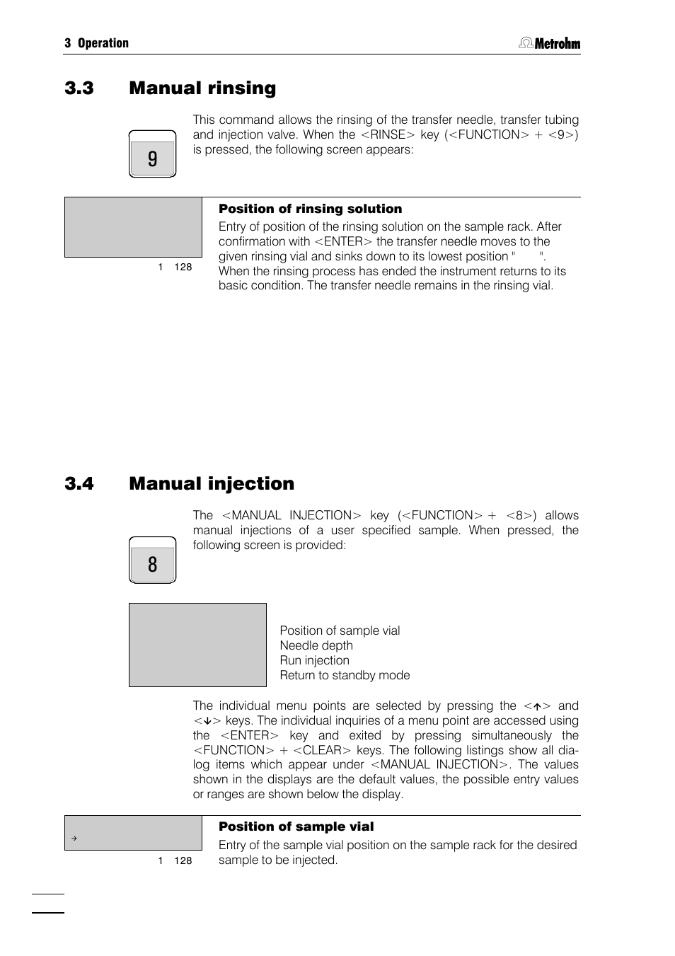 3 manual rinsing, 4 manual injection | Metrohm 750 Autosampler User Manual | Page 29 / 65