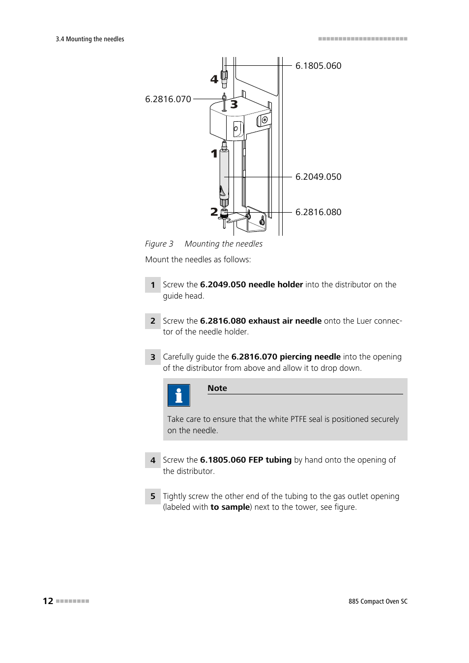 Figure 3, Mounting the needles | Metrohm 885 Compact Oven SC User Manual | Page 22 / 93