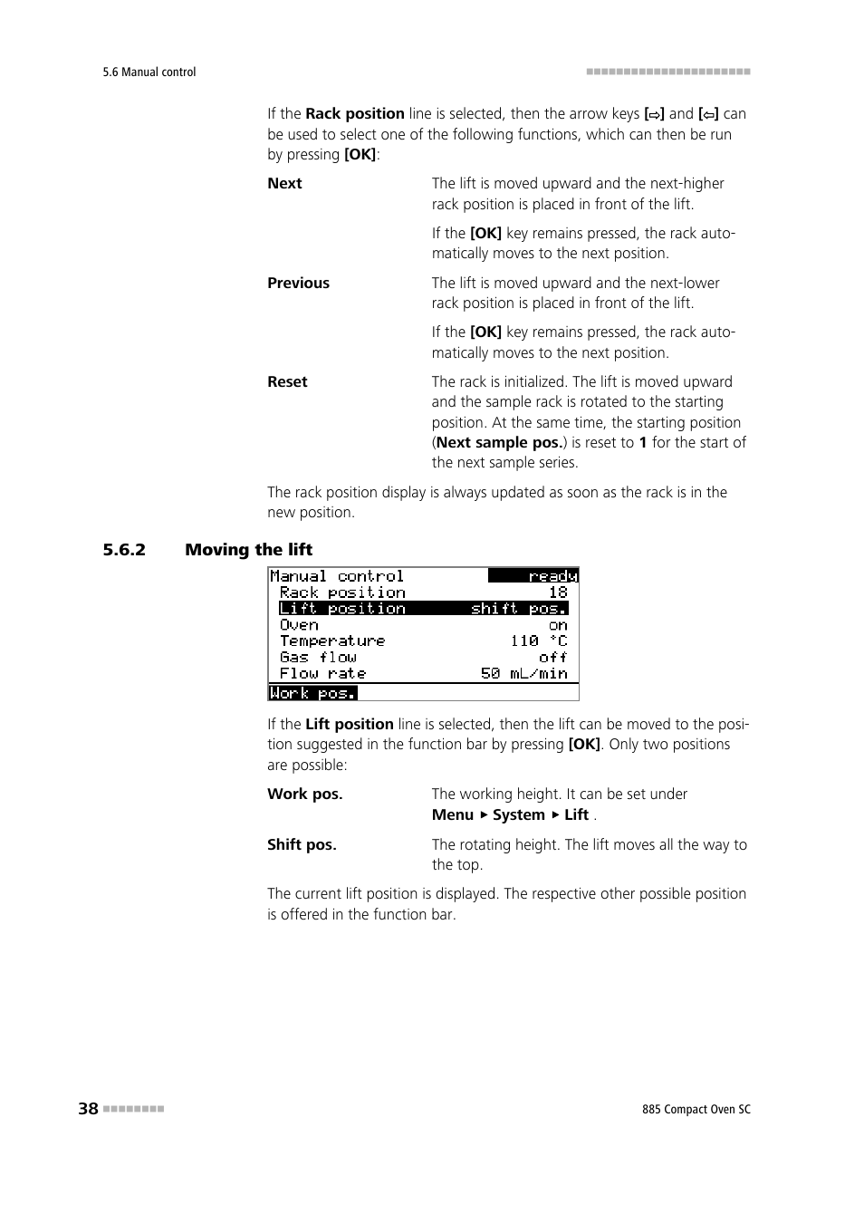 2 moving the lift, Moving the lift | Metrohm 885 Compact Oven SC User Manual | Page 48 / 93