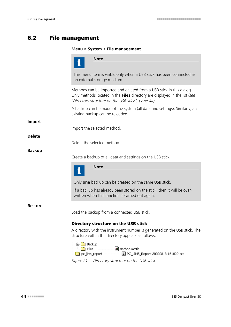 2 file management, File management, Figure 21 | Directory structure on the usb stick | Metrohm 885 Compact Oven SC User Manual | Page 54 / 93