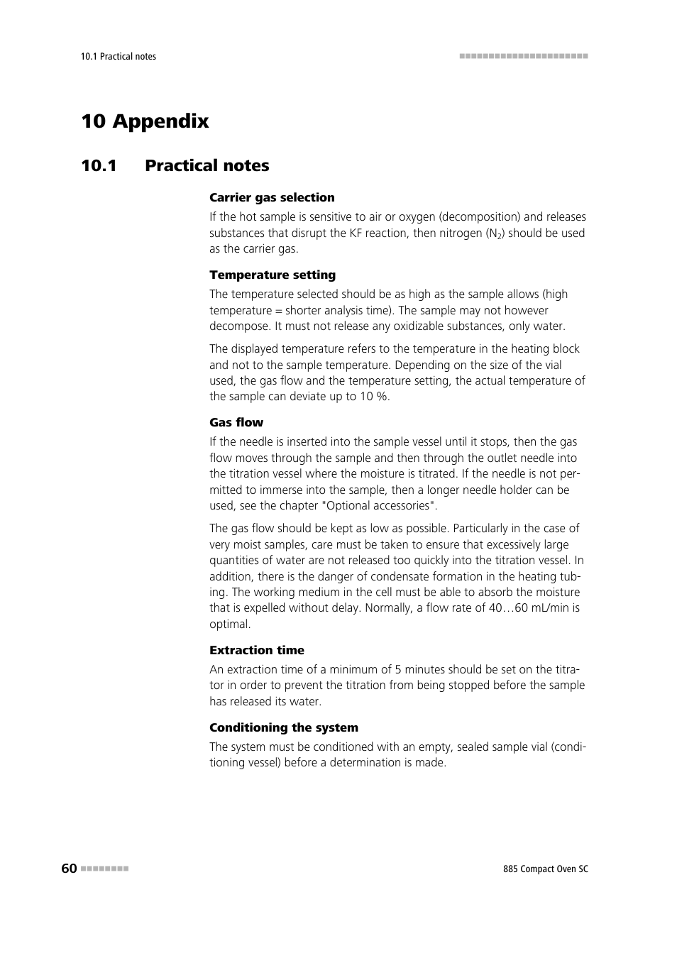 10 appendix, 1 practical notes | Metrohm 885 Compact Oven SC User Manual | Page 70 / 93